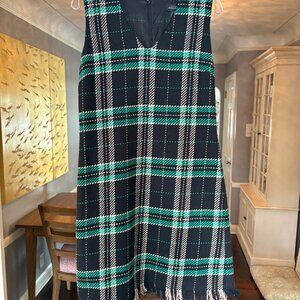 NWT Nathalie Chaize Sheath Sleeveless V-Neck Tweed Plaid Dress. Size 10